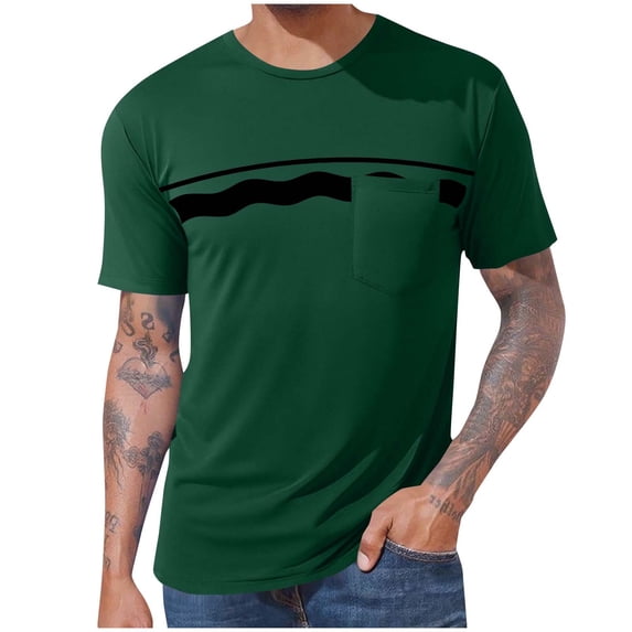 Maean Big and Tall Mens Short Sleeve Shirts with Pockets Summer Casual Fashion Crewneck Tee M-4XL