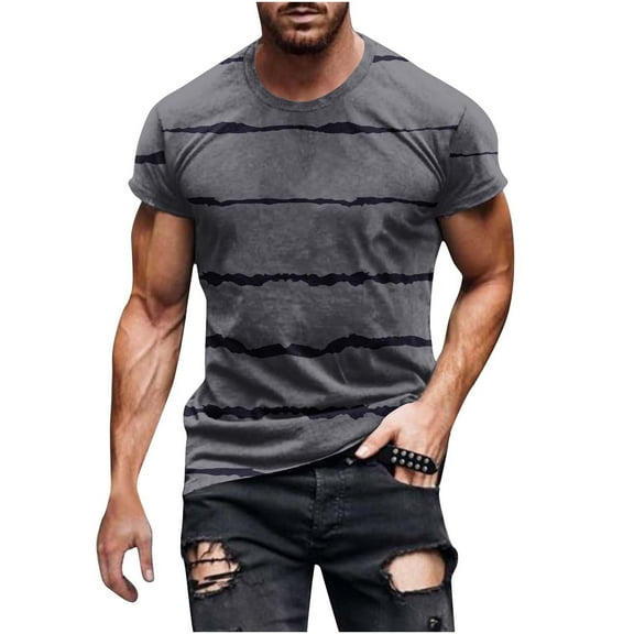 Maean Big and Tall Shirts for Mens Short Sleeve Crewneck Striped Tshirts Summer Casual Tee Tops