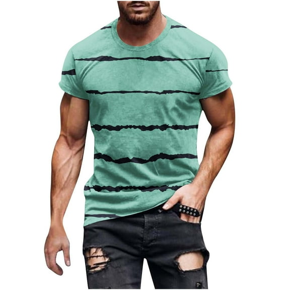 Maean Big and Tall Shirts for Mens Short Sleeve Crewneck Striped Tshirts Summer Casual Tee Tops