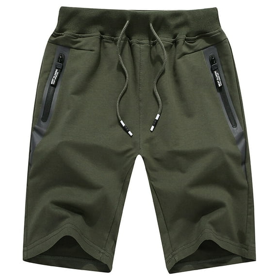 Maean Big and Tall Shorts for Mens Elastic Waist with Zipper Cotton Shorts Sport Running Shorts M-5XL