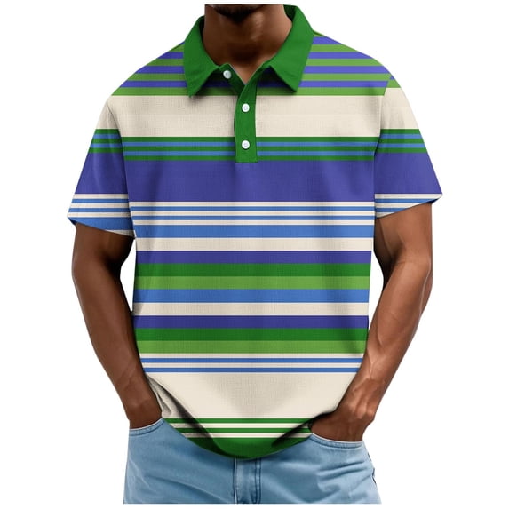 Maean Big and Tall Striped Tops for Mens Short Sleeve Baggy Shirts Collared Casual Summer Fashion Blouses