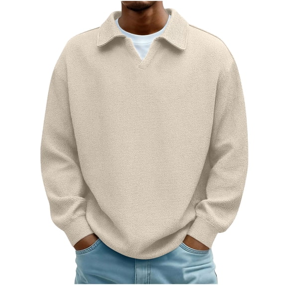 Maean Big and Tall Sweatshirt for Mens Textured Loose Collared Long Sleeve Shirts Spring Casual Clothes