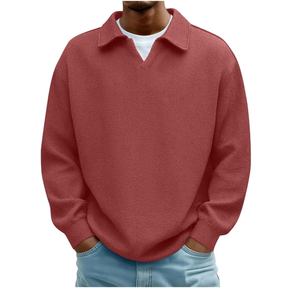 Maean Big and Tall Sweatshirt for Mens Textured Loose Collared Long Sleeve Shirts Spring Casual Clothes