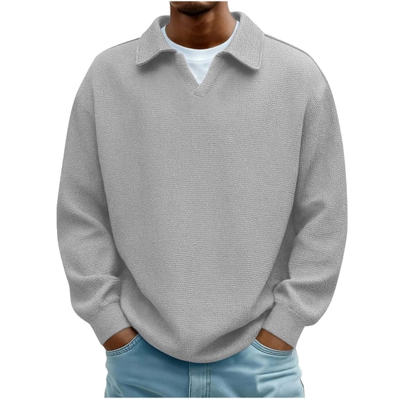 Maean Big and Tall Sweatshirt for Mens Textured Loose Collared Long Sleeve Shirts Spring Casual Clothes