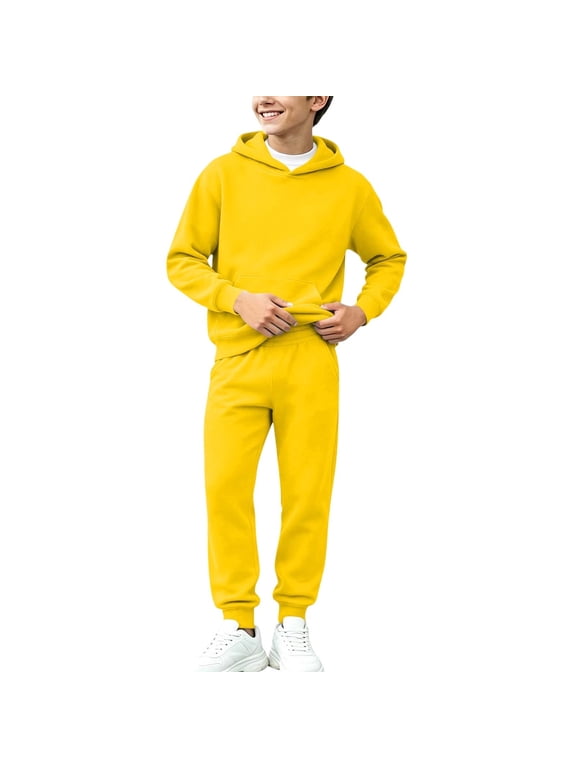 Boys 2 Piece Outfit Hooded Sweatshirt and Joggers Sweatpants Sets with Pockets 2-14 Years