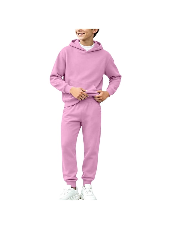 Boys 2 Piece Set Hooded Sweatshirt and Joggers Sweatpants Sets with Pockets 2-14 Years
