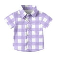 thumbnail image 1 of Maean Boys Button down Top Short Sleeve Collared Shirts Plaid Causal Summer Beach Tshirts with Pockets, 1 of 7