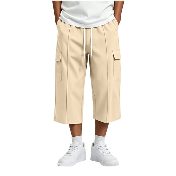 Maean Boys Capris Pants Sweatpants Wide Leg Elastic Waist Casual Loose Cargo Pant with Pockets