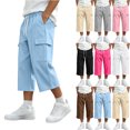 thumbnail image 1 of Maean Boys Capris Pants Sweatpants Wide Leg Elastic Waist Casual Loose Cargo Pant with Pockets, 1 of 7