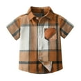 thumbnail image 1 of Maean Boys Cotton Plaid Shirts Button down Short Sleeve V Neck Collared Tops with Pockets 1-14Years, 1 of 7