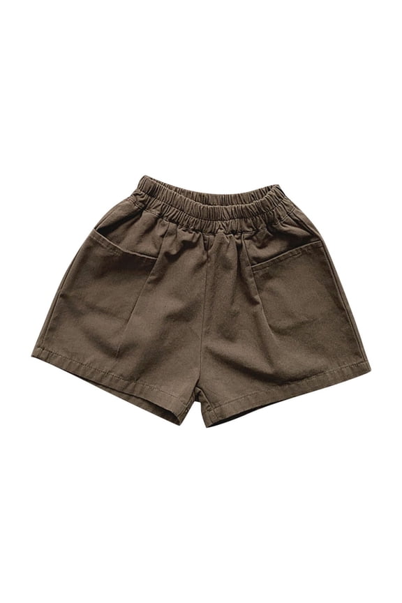 Boys Cotton Shorts Elastic Waist Loose Causal Pull on Shorts with Pockets for Kids 2-8 Years