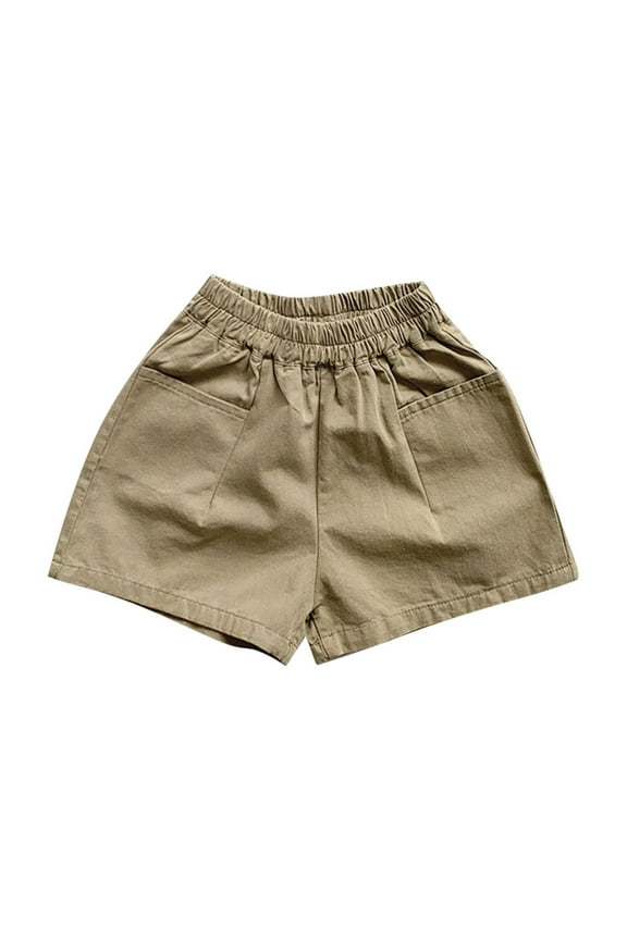 Boys Cotton Shorts Elastic Waist Loose Causal Pull on Shorts with Pockets for Kids 2-8 Years