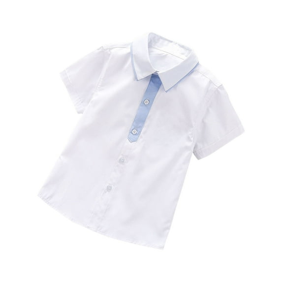 Maean Boys Girls Dress Shirts Button down Collar Short Sleeve School Uniform Cotton Kids Shirt