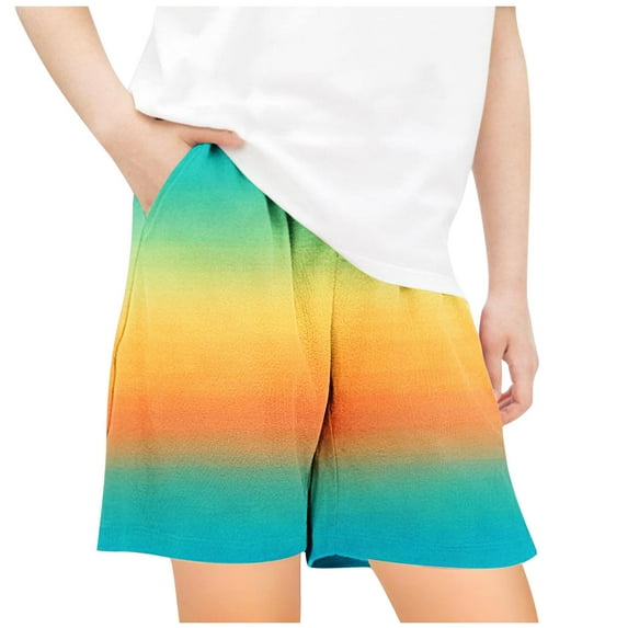 Maean Boys Girls Lounge Shorts Elastic Waist Loose with Pockets Color Block Shorts Summer Causal Shorts
