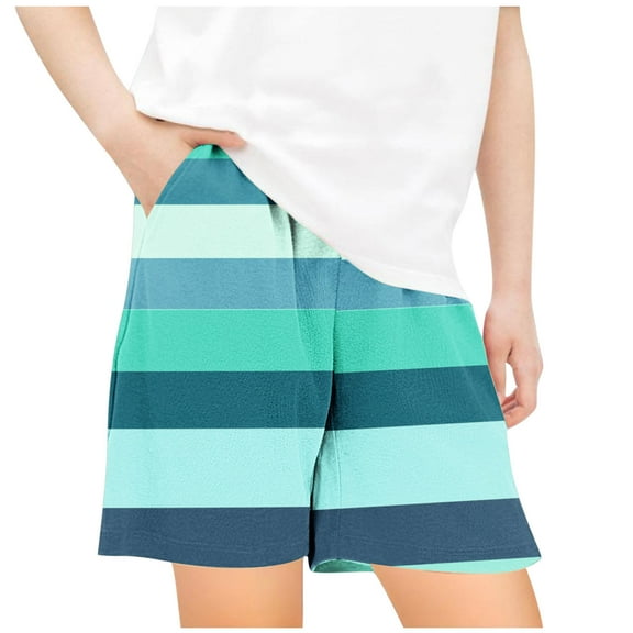 Maean Boys Girls Lounge Shorts Elastic Waist Loose with Pockets Striped Shorts Summer Beach Shorts