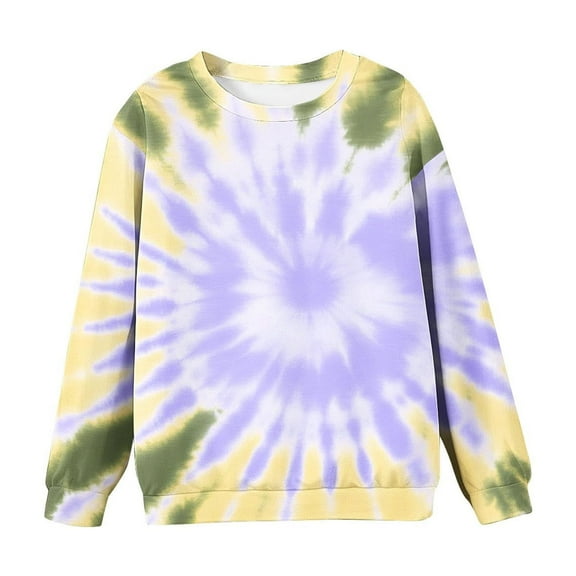 Maean Boys Girls Shirts Tie Dye Printed Long Sleeve Crewneck Pullover Lightweight Tee Tshirts