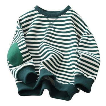 Maean Boys Girls Striped Sweaters Thick Warm Long Sleeve Round Neck Pullover Knitted Kids Toddler Sweater