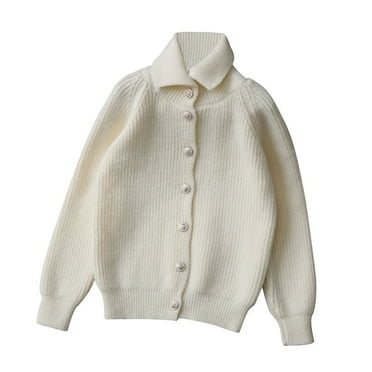 Maean Boys Girls Sweater Cardigan Button down Open Front Stand Collar Solid Color Kids Knitted Sweaters