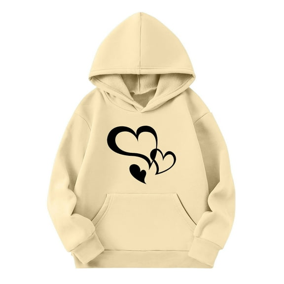 Maean Boys Girls Sweatshirts Heart Graphic Oversize Hoodie Long Sleeve Loose Pockets Sweatshirt