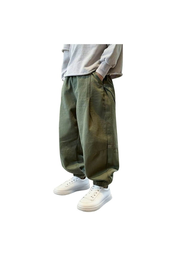 Cargo Pants for Boys Wide Leg Baggy Trousers Streetwear Kids Casual Pockets Pant 3-15 Years