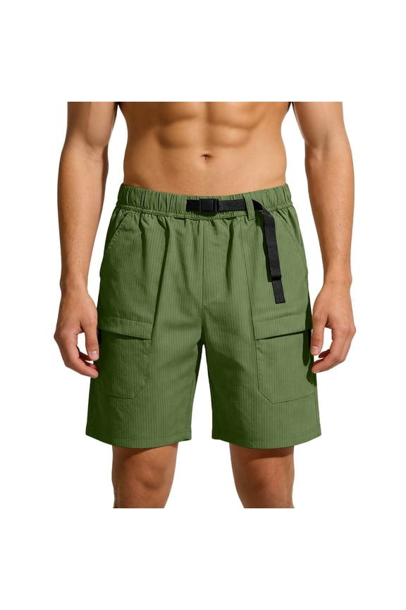 Cargo Shorts Men's Elastic Waist Loose Summer Casual Hiking Athletic Short Pants with Pockets