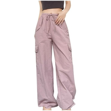 Maean Cargo Sweatpants for Women Elastic Waist Drawstring Wide Leg Loose Casual Joggers Pockets Trousers