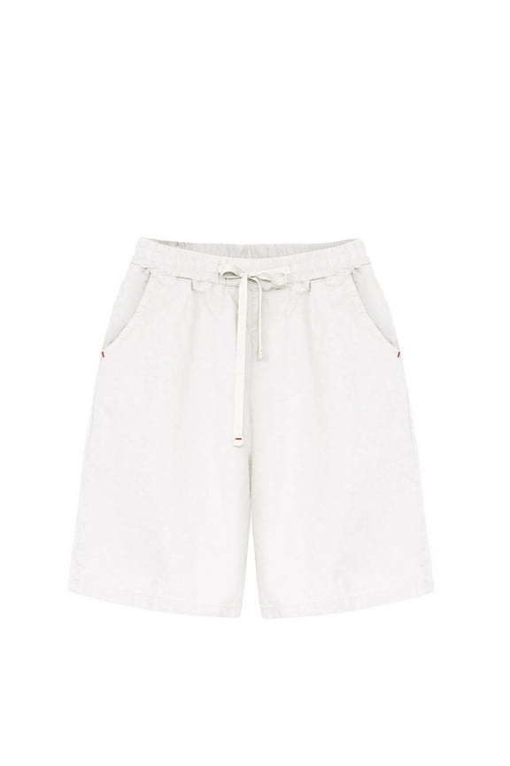 Casual Shorts for Women Elastic High Waist Drawstring straight Wide legged Solid Color Loose Short Pants