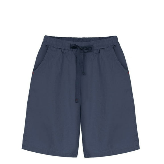 Maean Casual Shorts for Women Elastic High Waist Drawstring straight Wide legged Solid Color Loose Short Pants