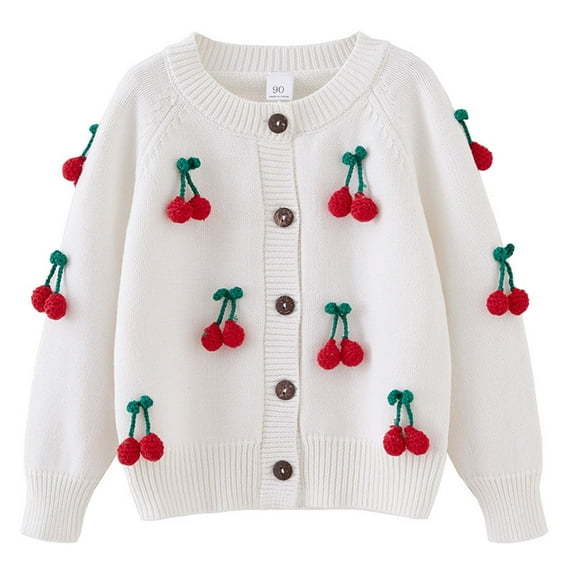 Maean Children's Cute Sweater Girls Knitted Button down Cardigan Cotton Round Neck Jackets Clothes