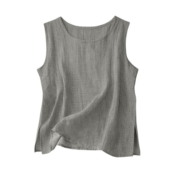 Maean Cotton Linen Tank for Womens Sleeveless Loose Tops Lightweight Summer Vacation Beach Shirts