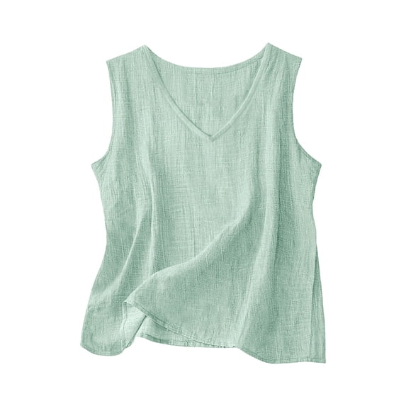 Maean Cotton Linen Tank for Womens Sleeveless Loose Tops Lightweight Summer Vacation Beach Shirts