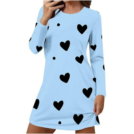 Maean Cotton Nightgowns for Womens Long Sleeve Loose Sleepwear Nightdress Printed Soft Lounge Nightgown