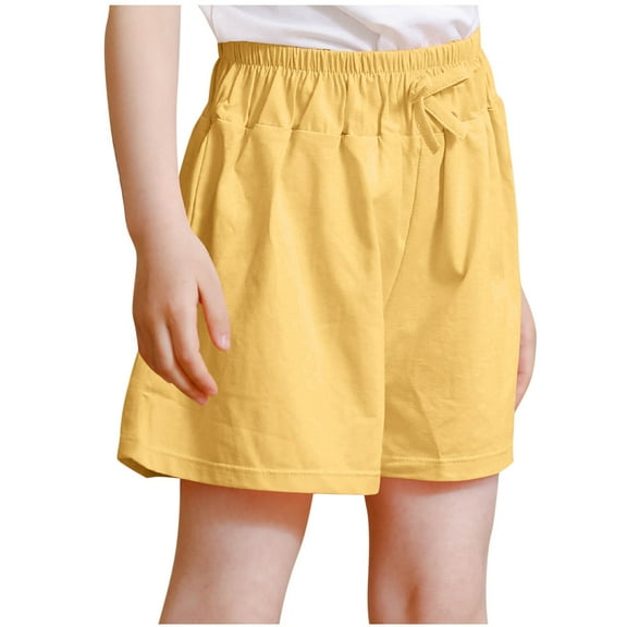 Maean Cotton Shorts for Girls Elastic Waist Drawstring Wide Leg Loose Summer Short Pants Outfits