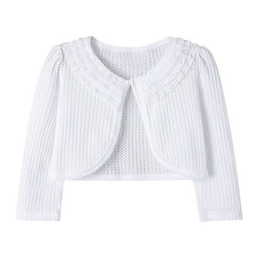 Maean Girl's Fall Winter Shawl Top Solid Color Long Sleeve Lace Neck Cover Up Cardigan Warm Cute Sweater