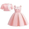 thumbnail image 1 of Maean Girl's Princess Formal Dress Elegant Sleeveless Dress Wide Strap Pearls Skirts and Embroidered Jacket Sets, 1 of 4