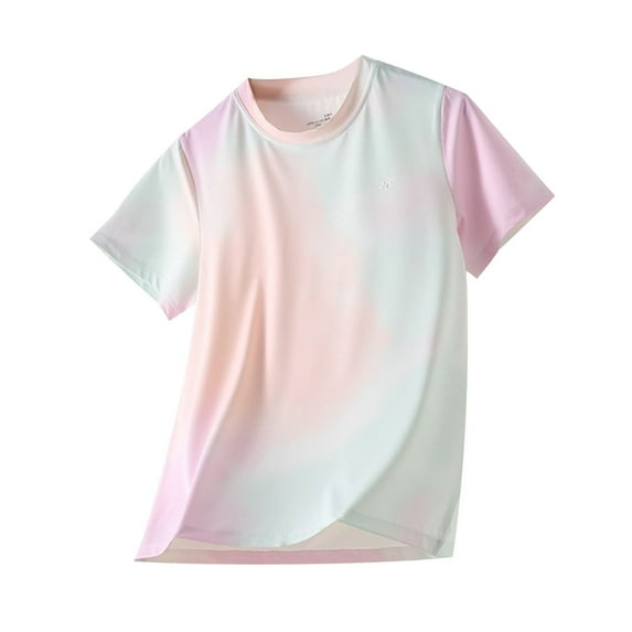 Maean Girls Athletic Shirts Quick Dry Lightweight Short Sleeve Crew Neck Tee Summer Workout Breathable Tops