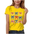 thumbnail image 1 of Maean Girls Bow Graphic Shirts Summer Short Sleeve Loose Tshirts Kids Cute Printed Independence Day Tee Tops, 1 of 4