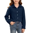thumbnail image 1 of Maean Girls Button down Shirts with Pockets Solid Color Long Sleeve Casual Loose Fall Fashion Shirt, 1 of 7