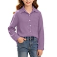 thumbnail image 1 of Maean Girls Button down Shirts with Pockets Solid Color Long Sleeve Casual Loose Fall Fashion Shirt, 1 of 7