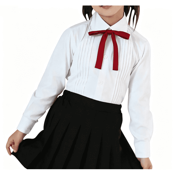 Maean Girls Dress Shirt Long Sleeve School Uniform Blouse Formal Button down Tops for Kids 3-16T