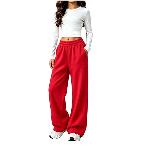 Maean Girls Fleece Sweatpants Wide Leg Elastic Waist Baggy Sweatpant Casual Pant with Pockets