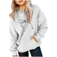 thumbnail image 1 of Maean Girls Hoodie Sweatshirts Bow Graphic Long Sleeve Crewneck Lightweight Loose Sweatshirts, 1 of 5