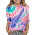 thumbnail image 1 of Maean Girls Kids Blouse 3/4 Sleeve Crewneck Summer Tshirts Girl Causal Tie Dye Graphic Shirts Tops, 1 of 5