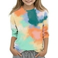 thumbnail image 1 of Maean Girls Kids Blouse 3/4 Sleeve Crewneck Summer Tshirts Girl Causal Tie Dye Graphic Shirts Tops, 1 of 5