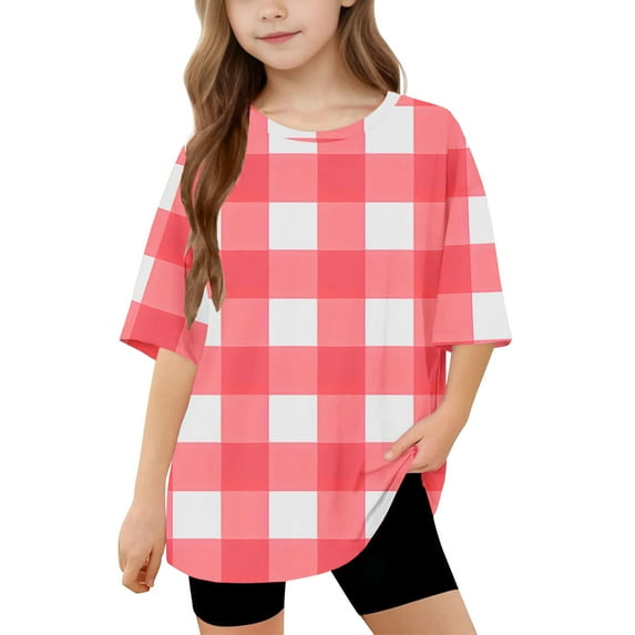 Maean Girls Oversized Shirts Short Sleeve Baggy Tee Kids Summer Casual Crewneck Basic Tees 5-15Years