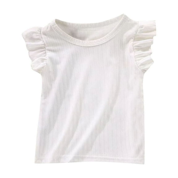 Maean Girls Ruffle Short Sleeve Tshirts Summer Casual Tee Tops Little Girls Cute Blouse 1-10 Years