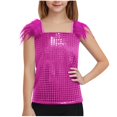 thumbnail image 1 of Maean Girls Sequin Top Ruffle Sleeve Sparkly Shirts Summe Fashion Dancewear Clothes for Kids 4-14 Years, 1 of 5