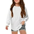 thumbnail image 1 of Maean Girls Shirt Long Sleeve Hollow out Shirts Kids Cute Crewneck Ruffle Blouse Tops 5-14 Years, 1 of 7