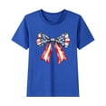 thumbnail image 1 of Maean Girls Shirts Independence Day Printed Short Sleeve Crew Neck Cute Bow Graphic Tshirts 3-15 Years, 1 of 4