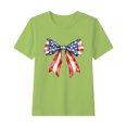 thumbnail image 1 of Maean Girls Shirts Independence Day Printed Short Sleeve Crew Neck Cute Bow Graphic Tshirts 3-15 Years, 1 of 4